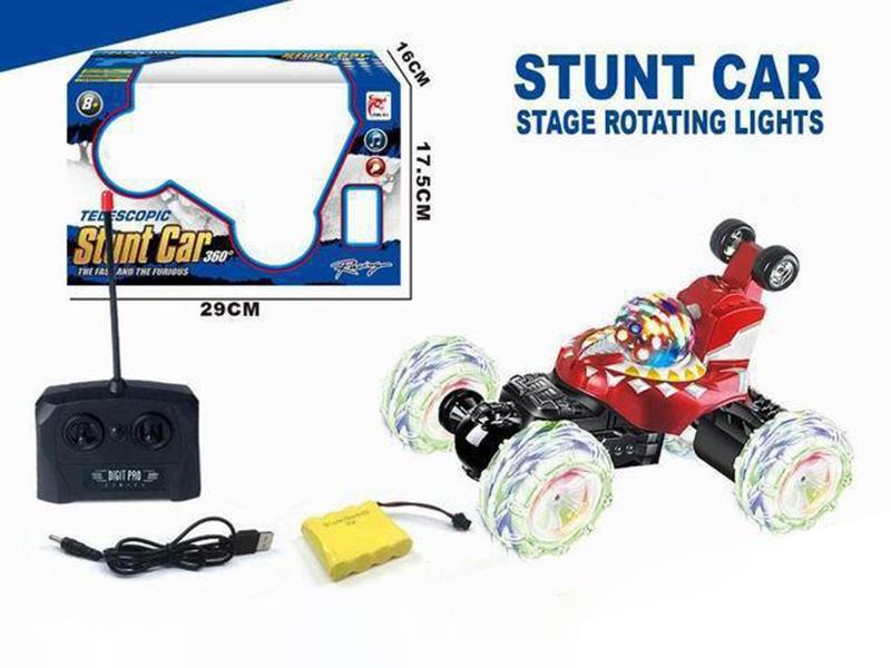 27Mhz 4-Channel Remote Control Stunt Car With Stage Rotating Lights And Music(Included Batteries)