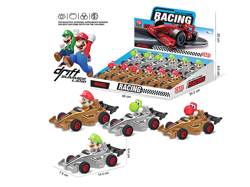 Mario Friction F1 Race Cars 12PCS