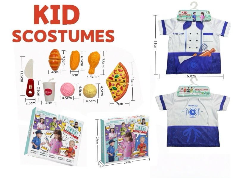 Diy Clothing Role-Playing Chef'S Uniform + 9-Piece Set (Thickened) (Color Box Style) Blue