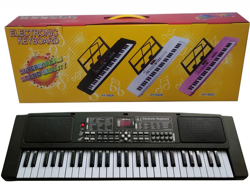 61 Keys Dual Speaker Electronic Organ(Black, With USB, Microphone)
