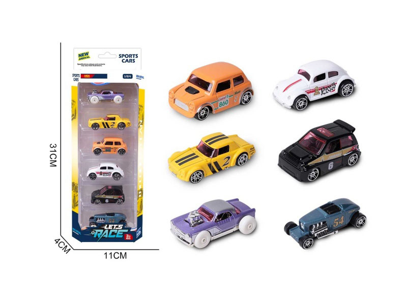 6 1:64 Alloy Car Models, 6 Pieces Each