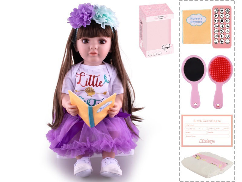 22-Inch Bionic Smart Rebirth Doll, Capable Of Bionic Shaking Of The Head, Raising Of The Hand, Mouth Movement To Speak, Intelligent Dialogue, Recording, Imitating The Tongue, Oral Skills, Dance Music