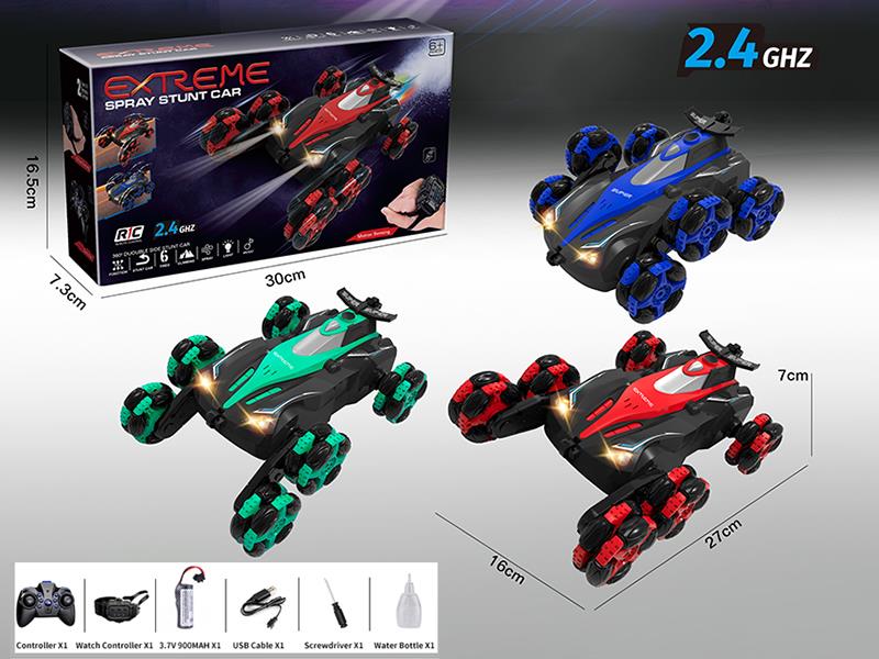 2.4G Remote Control 6-Wheel Spray Drift Stunt Car With Light/Music/Spray(Dual Remote Control)
