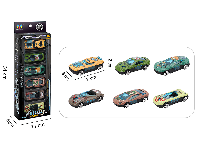 1:64 Alloy Slide Cars 6pcs
