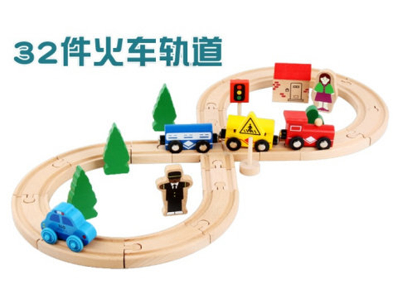 Wooden Rail Train Toy 32pcs
