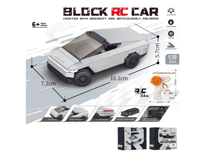1:20 Building Block Remote Control Car - Simulated Tesla (Number Of Pieces: 242 Pieces) Does Not Include Battery