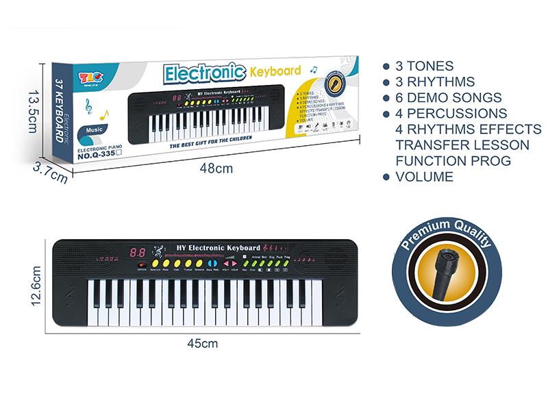 37 Key Multifunctional Electronic Organ With Microphone(Black)