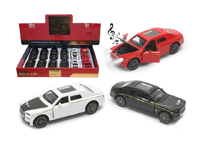 1:36 Force Alloy - Rolls-Royce Phantom (12 Pieces/Display Box) Mixed Set With Light And Music In Three Colors