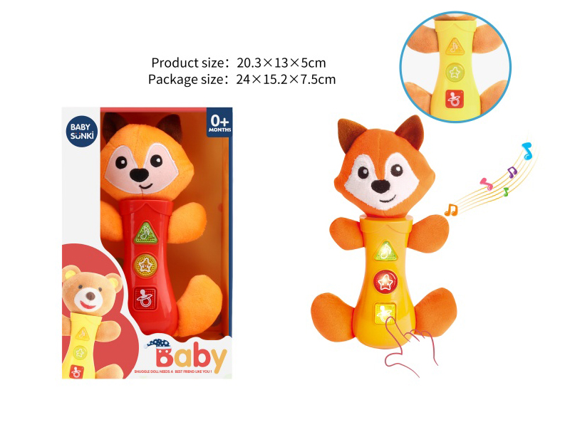Plush Fox Baby Rattle With Light And Music
