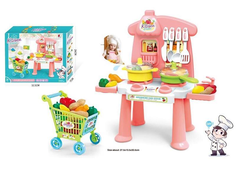 Kitchen Set + Shopping Cart