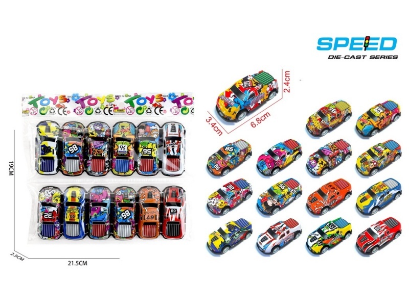 Pull Back Iron Graffiti Pickup Trucks 12pcs