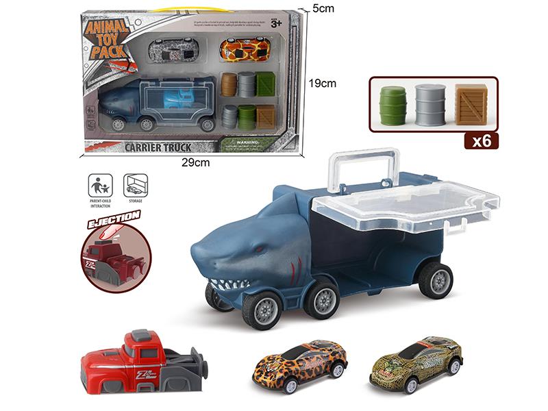 Slide Shark Storage Car + 2 Iron Car + 1 Launcher + 6 Accessories