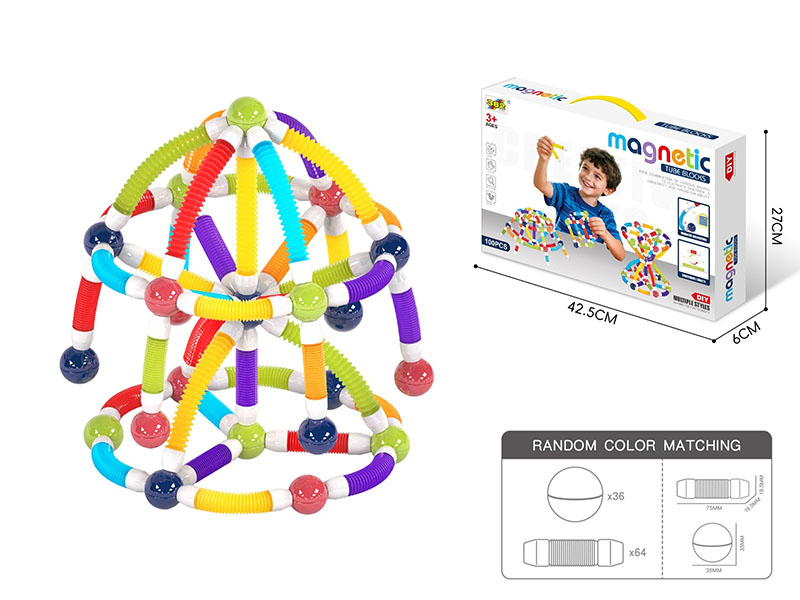 Magnetic Telescopic Tube Building Blocks 100pcs