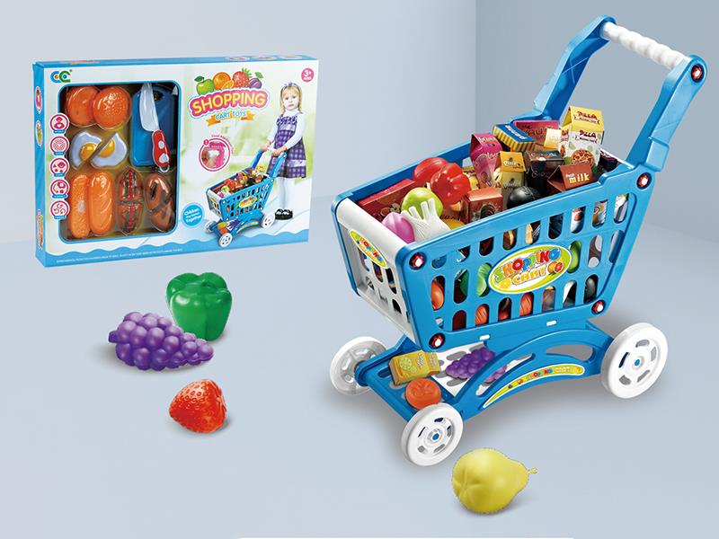 Shopping Cart With with Bread Cutting Toys