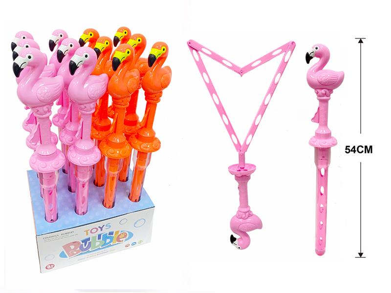 Flamingo Bubble Stick With Whistle 12PCS