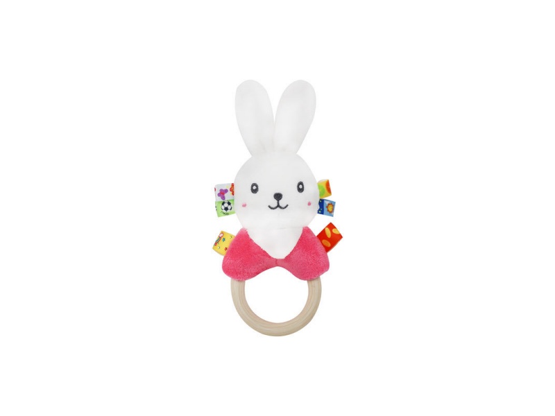 Bb Called The Pink Rabbit Baby Plush Wooden Ring Hand-Cranked Bell
