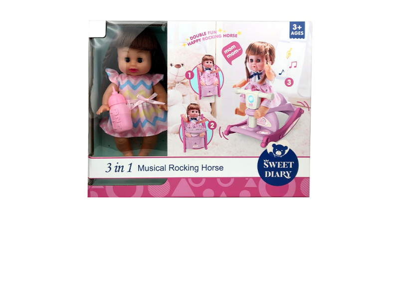 Three-In-One Doll Wooden Horse Dining Chair