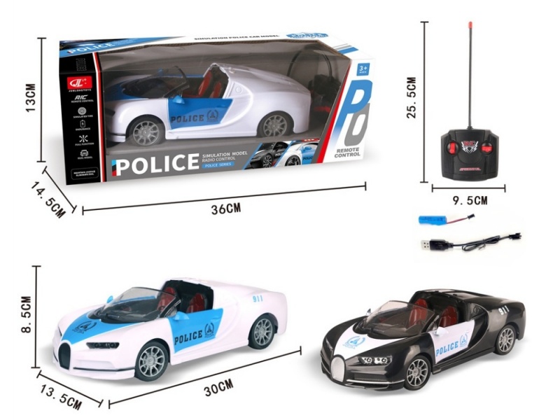 4-Channel RC Convertible Bugatti Police Car