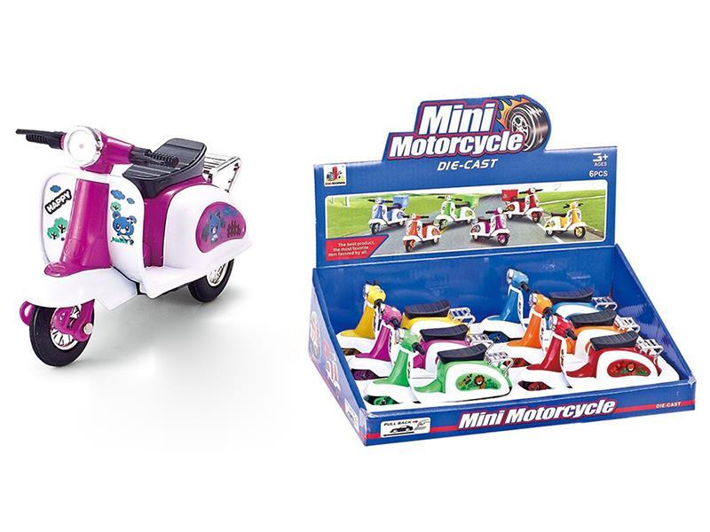 Alloy Pull Back Mini Motorcycle 6pcs