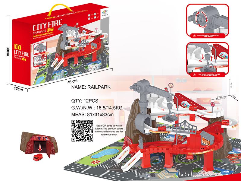 DIY City Fire Car Big Adventure Track Toy