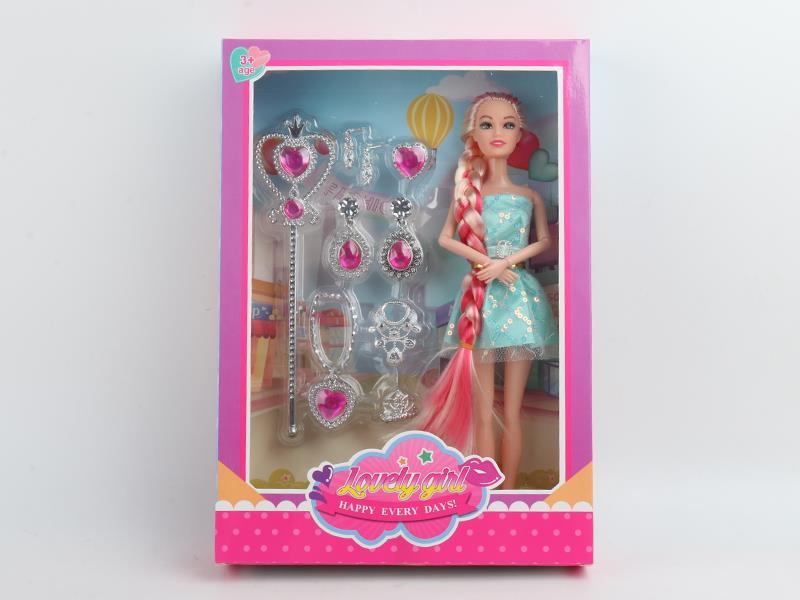 11.5 Inch Solid Joint Long Braid Doll Jewelry Set