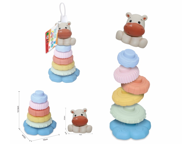 Soft Plastic Animal Stacking Toy(Hippo) 7pcs
