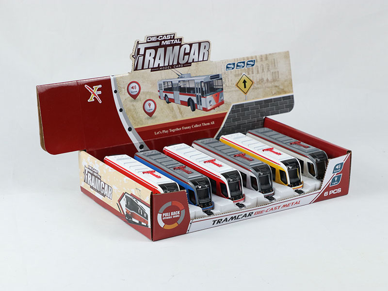 1:90 Pull Back Alloy Swiss Double-Headed Metro Train, Can Oen The Door(6PCS)