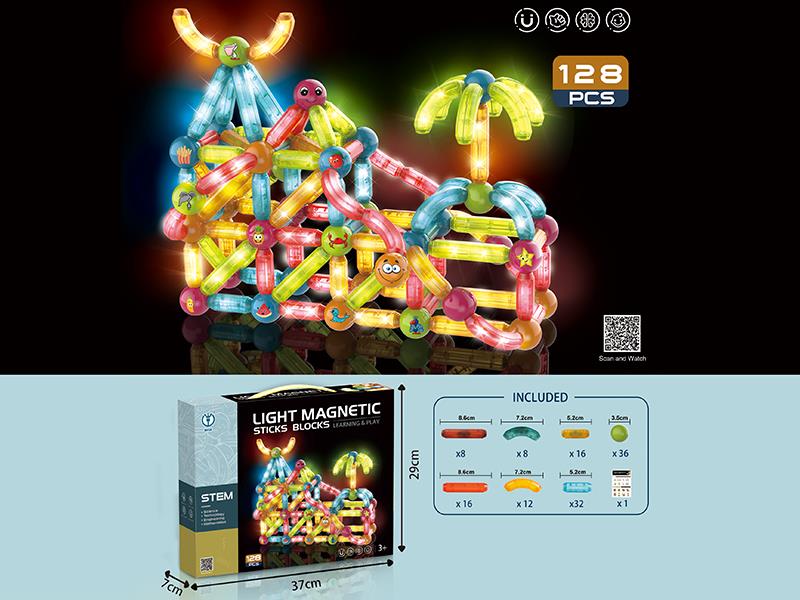 Light Magnetic Sticks Building Blocks 128pcs