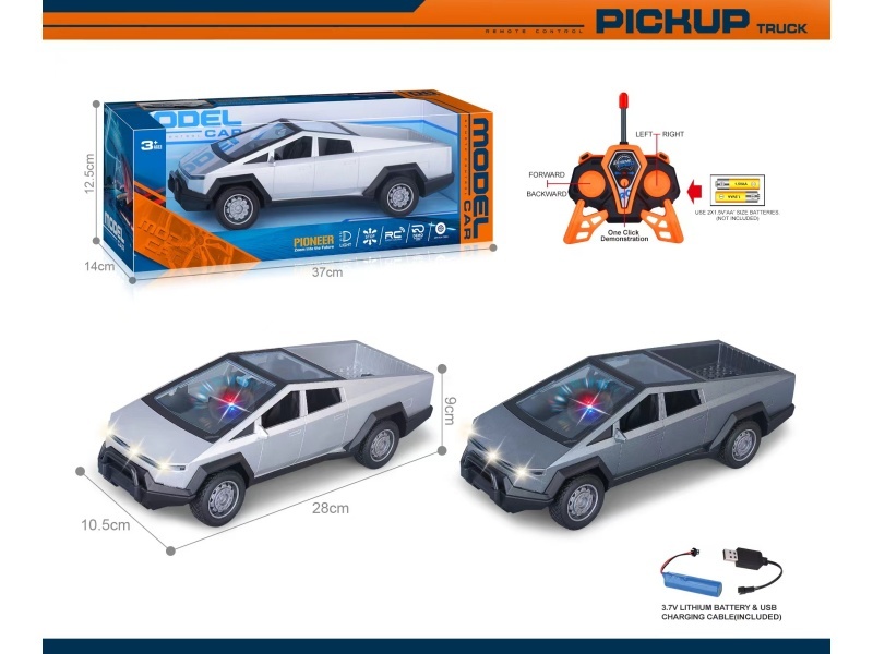 27Mhz 1:14 Five-Channel Tesla Cybertruck Remote Control With Lights, One-Button Demonstration, Bright Window Seat Uv Paint (Including Battery)