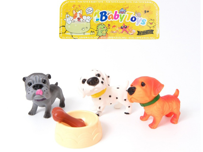 Vinyl Dog With Dog Basin Bone Set