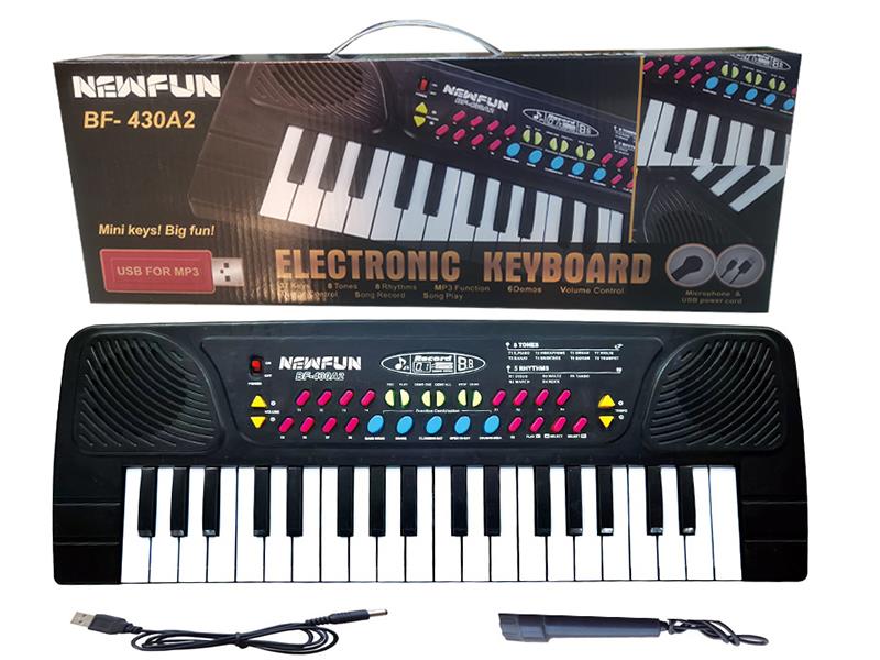 37 Keys Single Speaker Electronic Organ(Black/With USB Cable/Microphone)