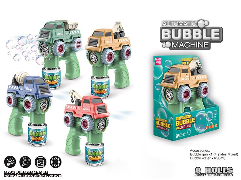 8 Holes Engineering Truck Bubble Gun With Lights(1*90ML Bubble Water)