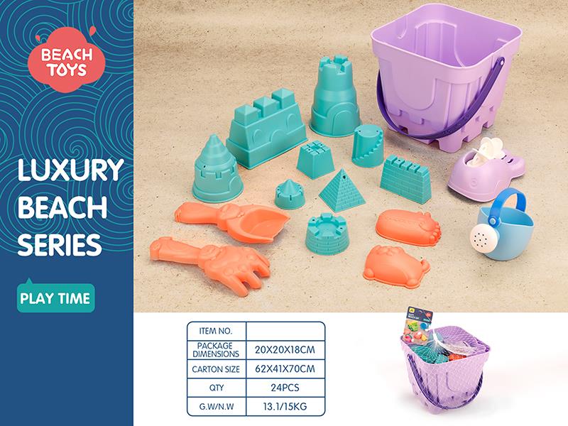 Soft Plastic Sand Bucket Set(16pcs)