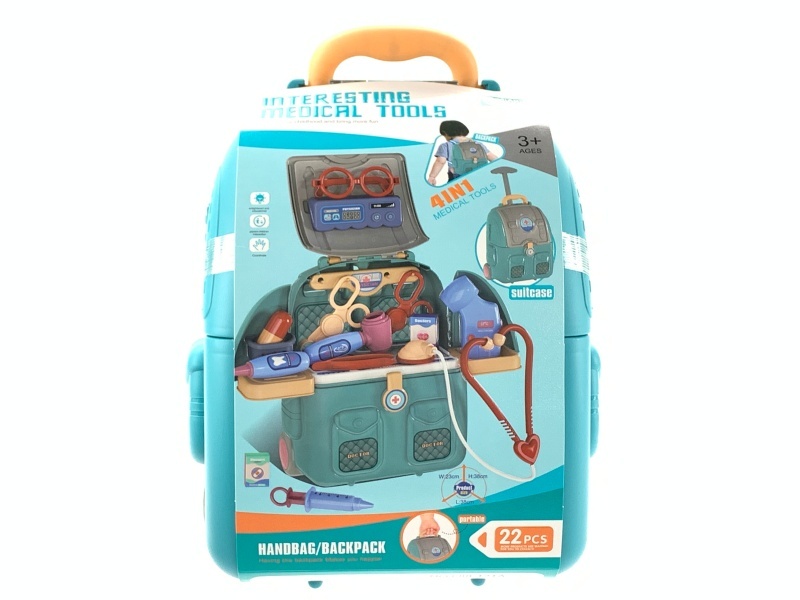Household Play Toys Medical Tools Three-Pocket Schoolbag Trolley Case