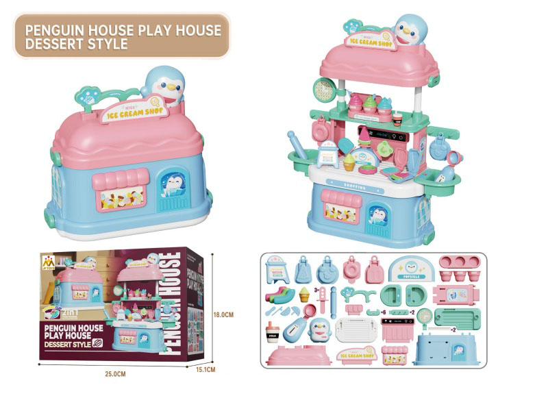 Cartoon And Educational Multi-Functional Tableware Table, House-Shaped Role-Playing Toy