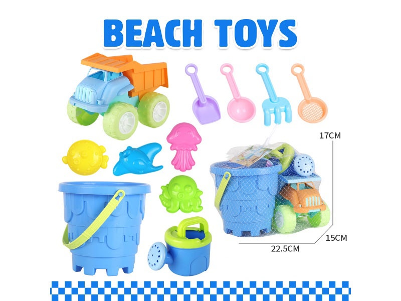 Beach Buggy Castle Bucket Marine Animal 11-Piece Set