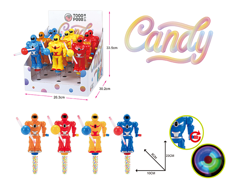 Hand-Cranked Robot Light Stick Candy Toys 12pcs