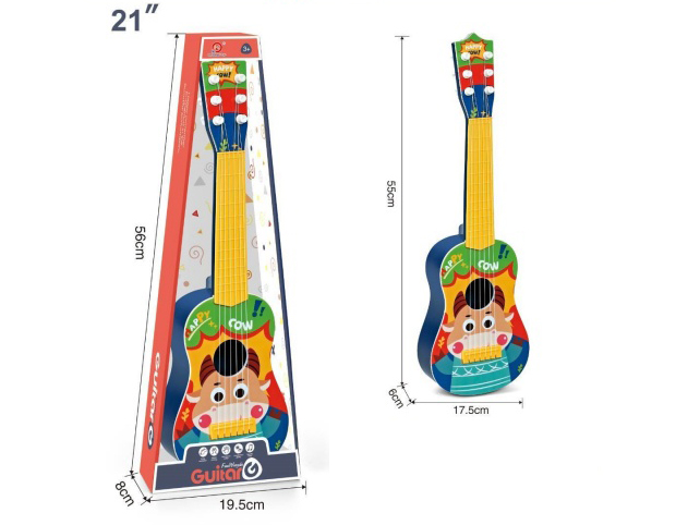 21-Inch 6-String Cartoon Explosive Bull Guitar Ukulele. Single Color Rubber Thread