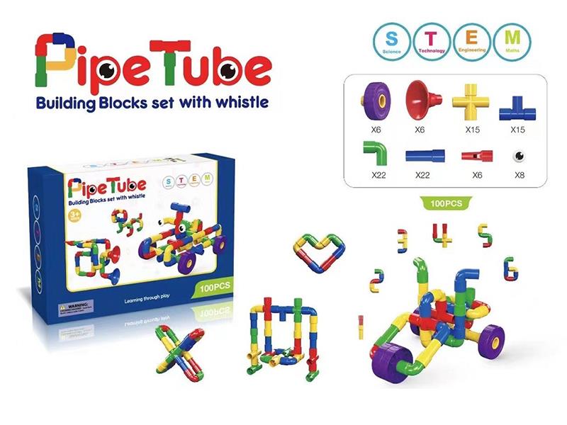 100pcs Pipe Tube Building Blocks With Whistle
