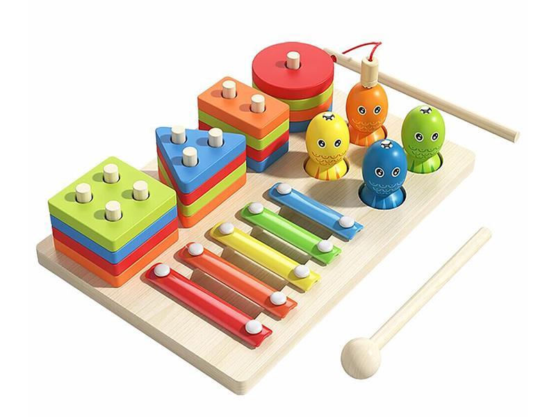 Wooden Balustrade Fishing And Piano Playing 3-In-1