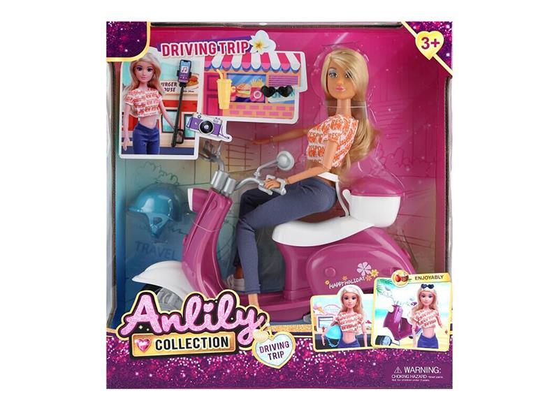 11.5" Solid Fashion Doll With Motorcycle