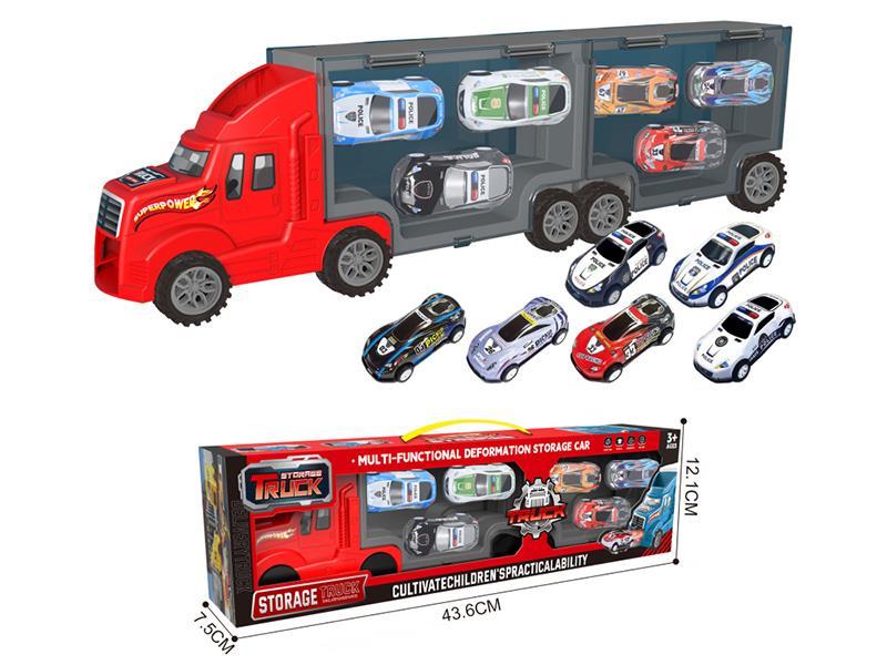 Slide Storage Container Truck + Pull Back Iron Cars