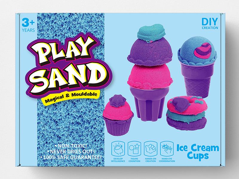 Ice Cream Space Soil Play Set(750g Sand/3 Colors + Accessories)