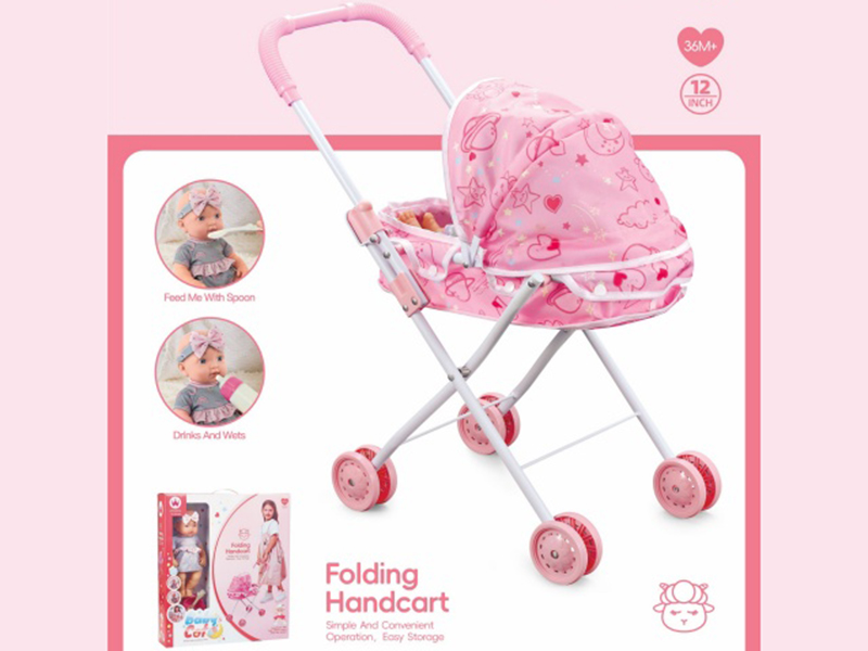 Baby Stroller + 12-Inch Head, Hands And Feet Rubber Body Inflatable Doll