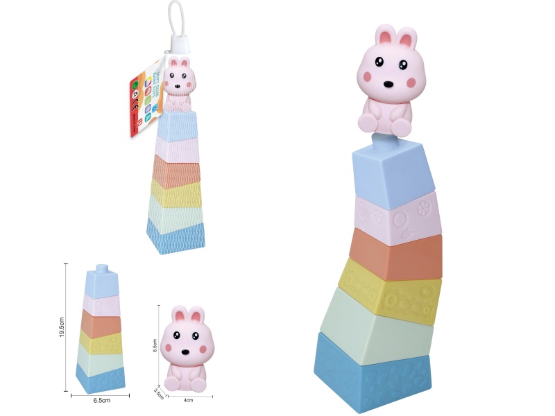 Soft Plastic Stacked Tower Finger Doll Set(Rabbit) 7pcs