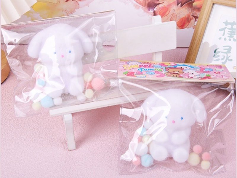 Jelly Kneading Fun White Painted Puppy Flocking Powder + Pom-Pilling + Snap