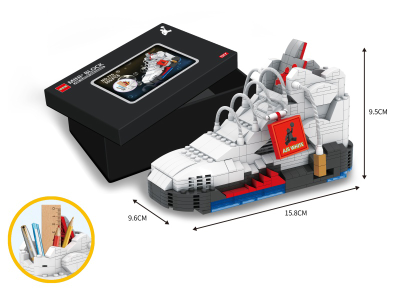 Mini Building Blocks White AJ5 Sneakers Pen Holder 555pcs