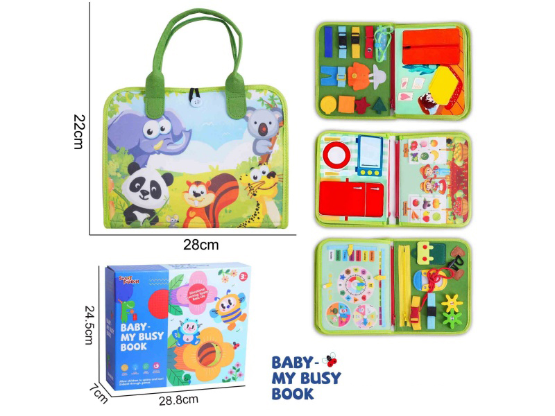 Montessori Early Childhood Education And Intelligence Development - 4-Page Green Fruit Grower Busy Edition With Felt