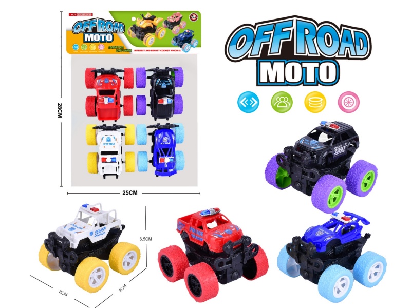 Off-Road Police Car (4 Pieces Per Bag / 4-Color Mixed Pack)