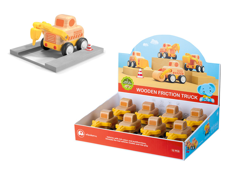 Wooden Mini Drilling Car With Music And Lights 8pcs/Box